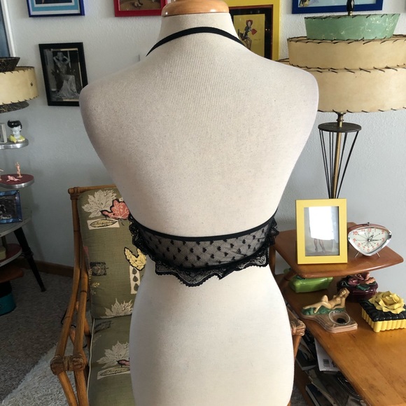 SOLD Retro Lingerie Lot 3 Pc Black Bra Panty Strap Mesh Fetish Burlesque PinUp - Picture 11 of 12